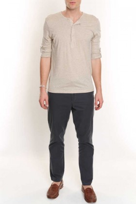 Oatmeal Henley Tee